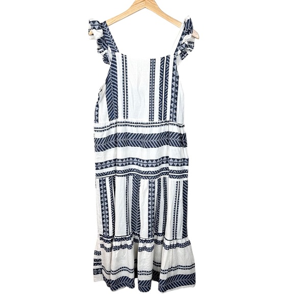 Caterina Ricci Dress Navy Blue & White Ruffle Tie Back Sleeveless Dress Medium - Picture 2 of 12